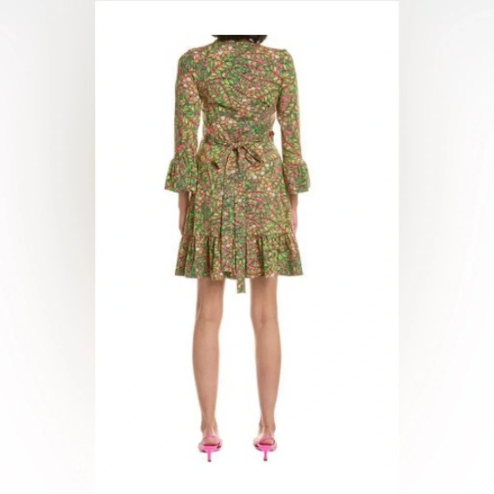 FLORA BEA- Floral Green wrap mini Dress New